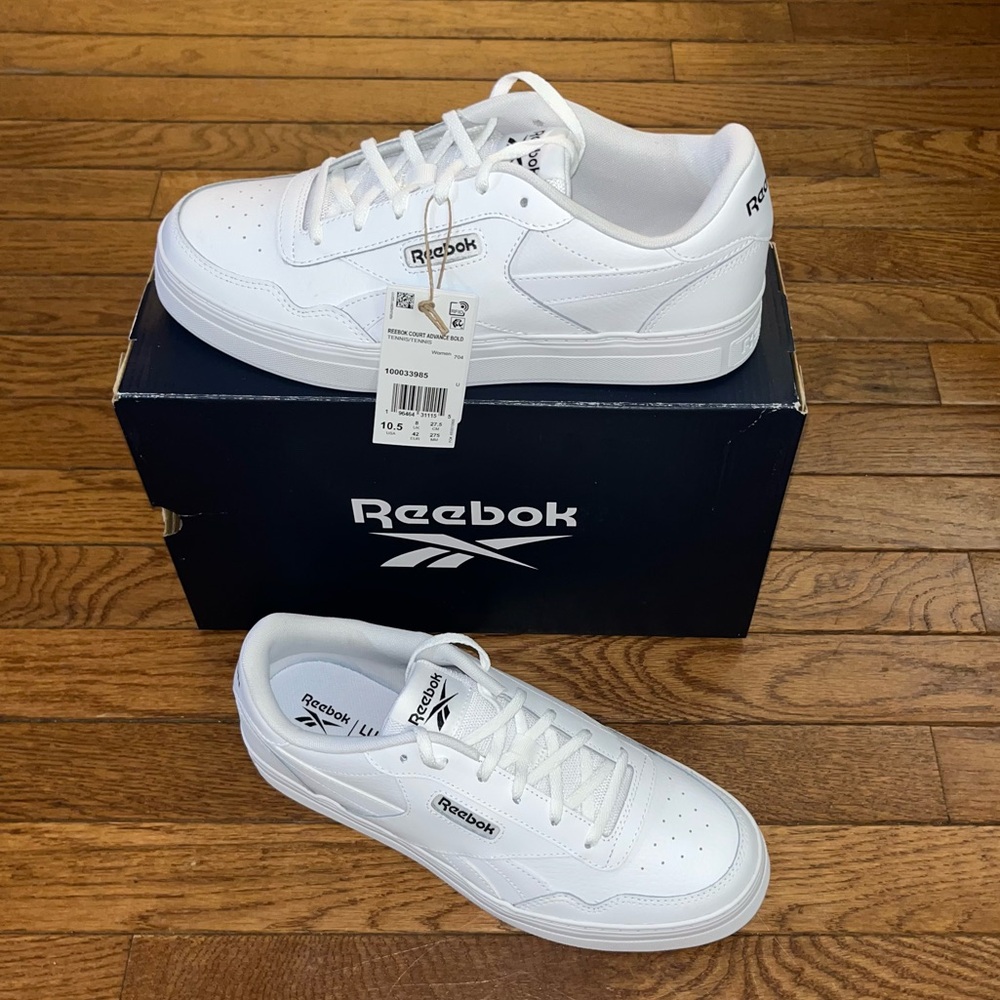 Reebok Court Advance Bold Tennis Sneakers White Women’s Size 10.5 Ortholight